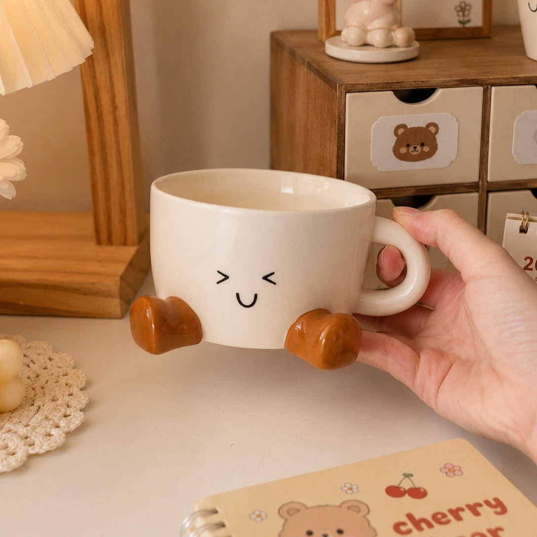 Smiley Face Little Legs Ceramic Mug – 300ML