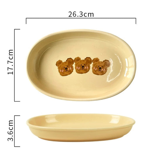 Emo Bear Oval Ceramic Plate, 10-Inch