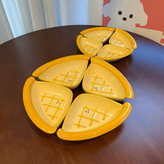 Cheese-Shaped Kawaii Ceramic Plate – 2 Sizes