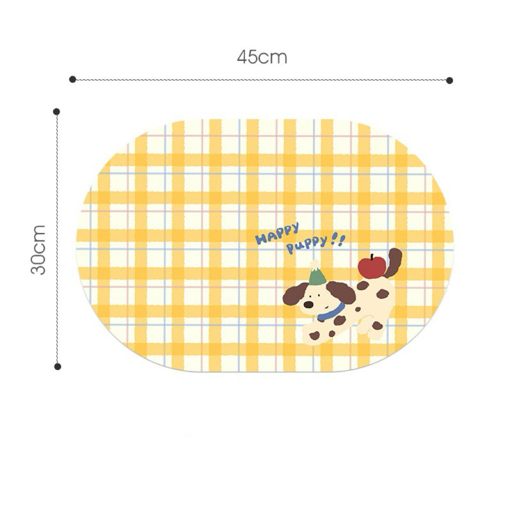 Colorful Puppy Leather Dining Table Mats, 45x30cm