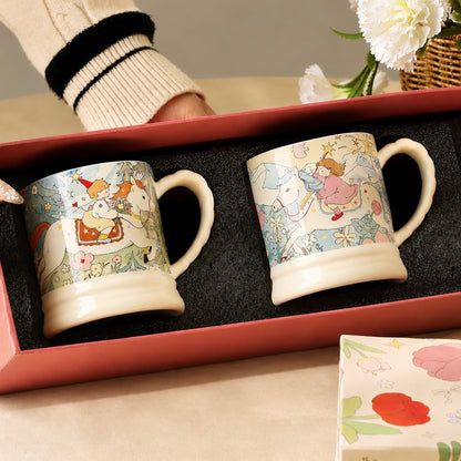 Vintage Fairy Tale Rider Ceramic Mug Gift Set – Set of 2 | 340ML