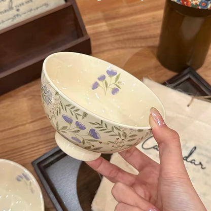 Vintage Floral Ceramic Bowl Gift Set – Set of 4