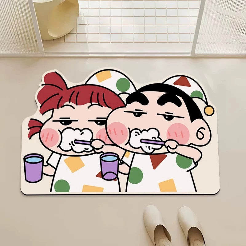 Crayon Shin-chan Toothbrush Bathroom Absorbent Mat - Size 50x80cm | Quick-Drying and Absorbent