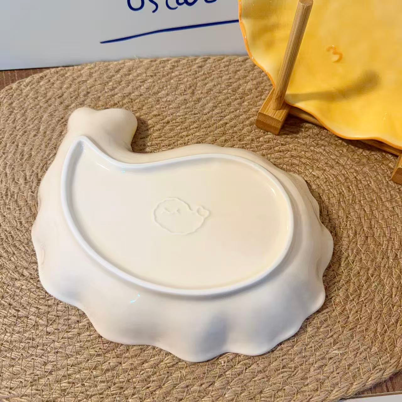 Hand-Painted Cute Fried Shrimp Ceramic Dessert Plate, 8.5-Inch