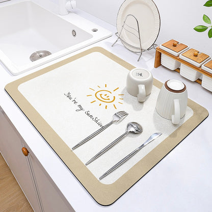 ‘You’re My Sunshine‘ Absorbent Kitchen Drying Mat - Multi-Purpose Countertop Protector, 40x50cm