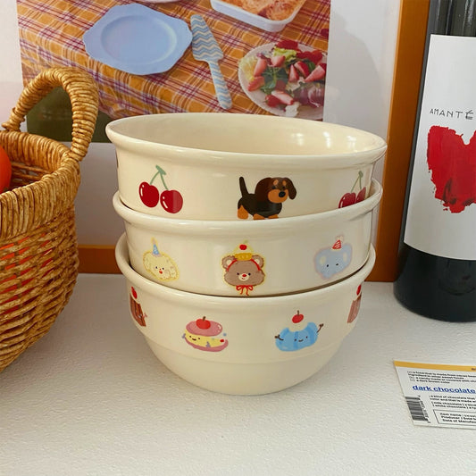 Cartoon-Themed Ceramic Bowls – Perfect for Breakfast & Snacks