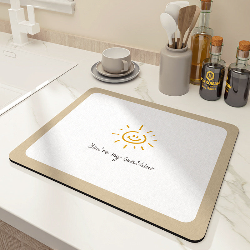 ‘You’re My Sunshine‘ Absorbent Kitchen Drying Mat - Multi-Purpose Countertop Protector, 40x50cm