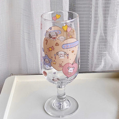 Cute Bunny & Puppy Footed Glass Cup - 320ML