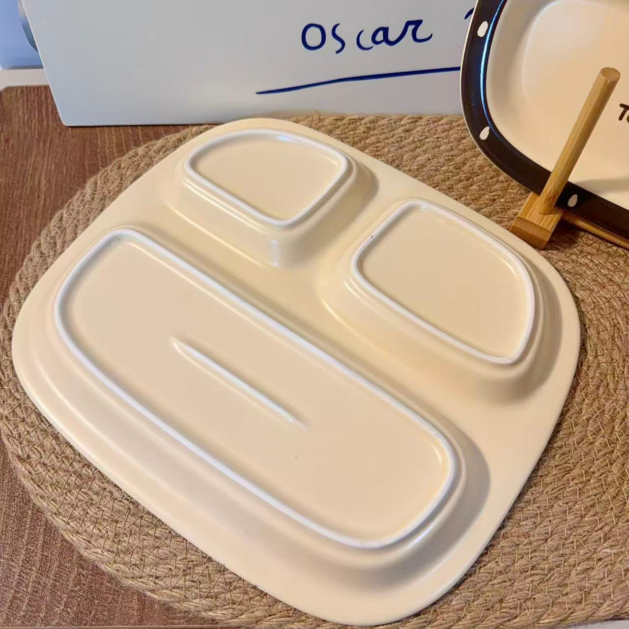 Bread Girl Ceramic Divided Breakfast Plate, 10-Inch