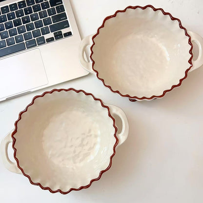 Cocoa Bean Ceramic Ramen Bowl with Handles – 780ML
