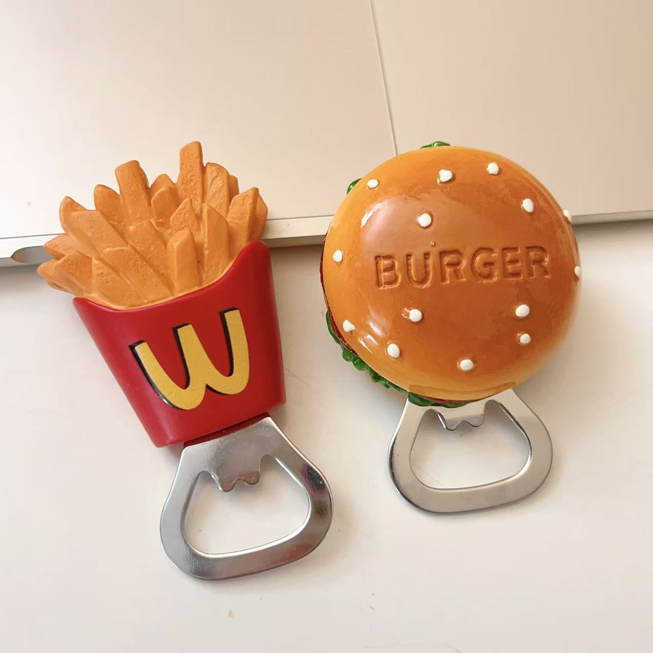 Burger & Fries Fridge Magnet Bottle Opener