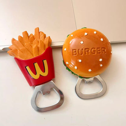 Burger & Fries Fridge Magnet Bottle Opener