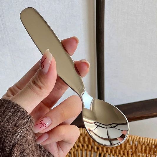 Chubby Stainless Steel Dessert Fork & Spoon Set