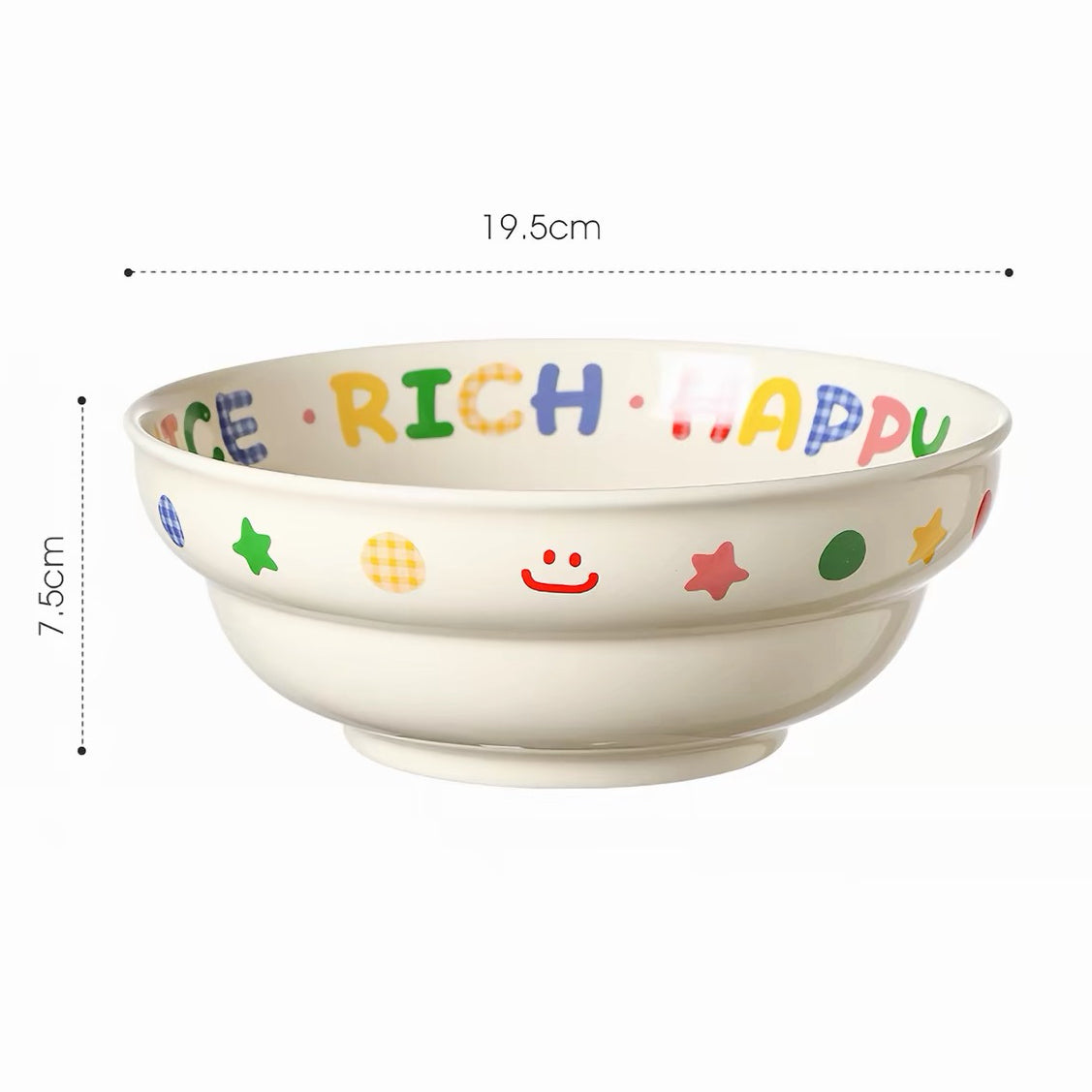 Rainbow Gingham Letter Ceramic Bowl – 2 Sizes