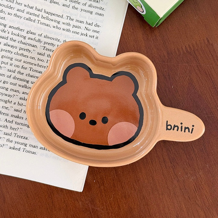 Brown Bear Family Ceramic Sauce Dish