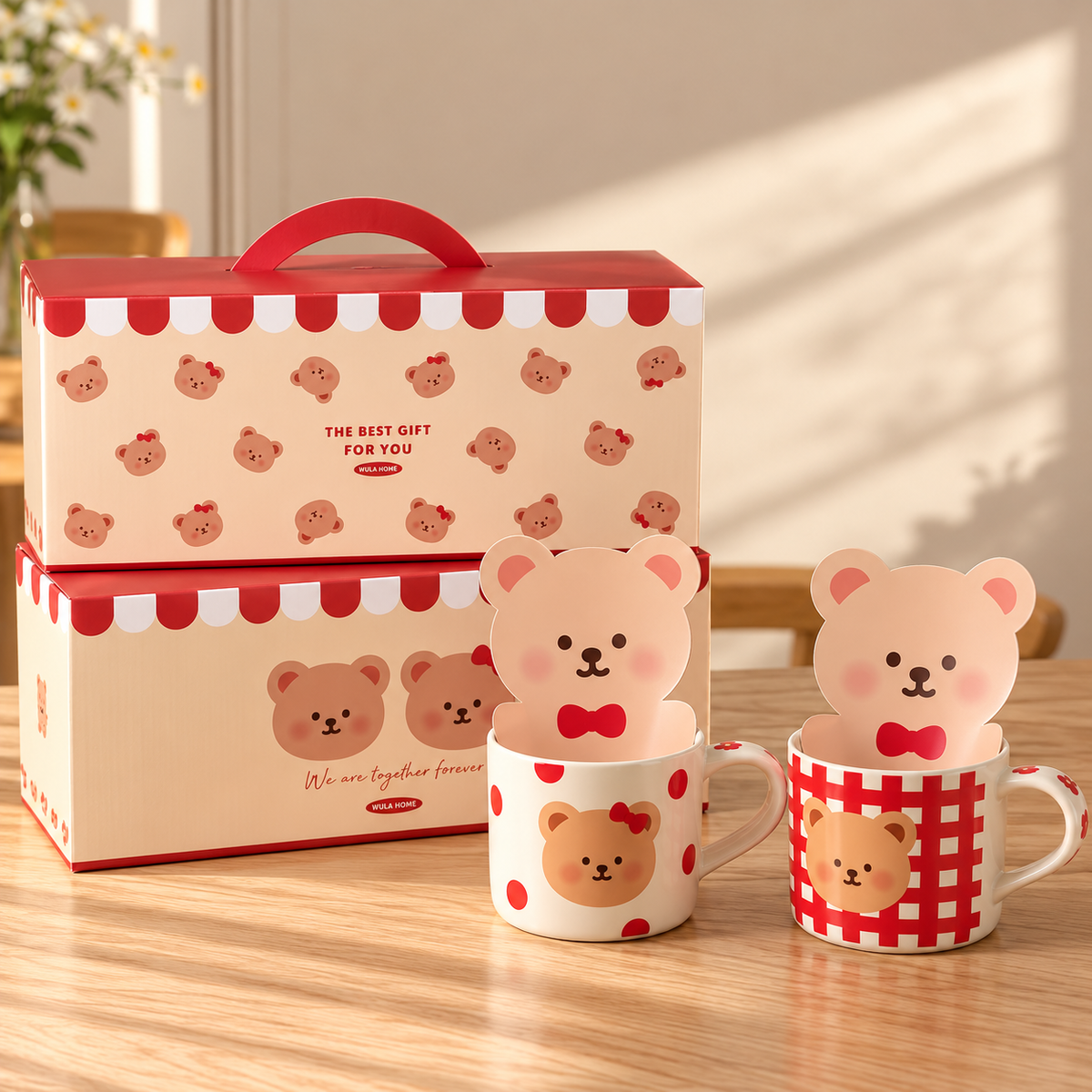 Sweetheart Bear Ceramic Mug Gift Set – 400ML, Set of 2