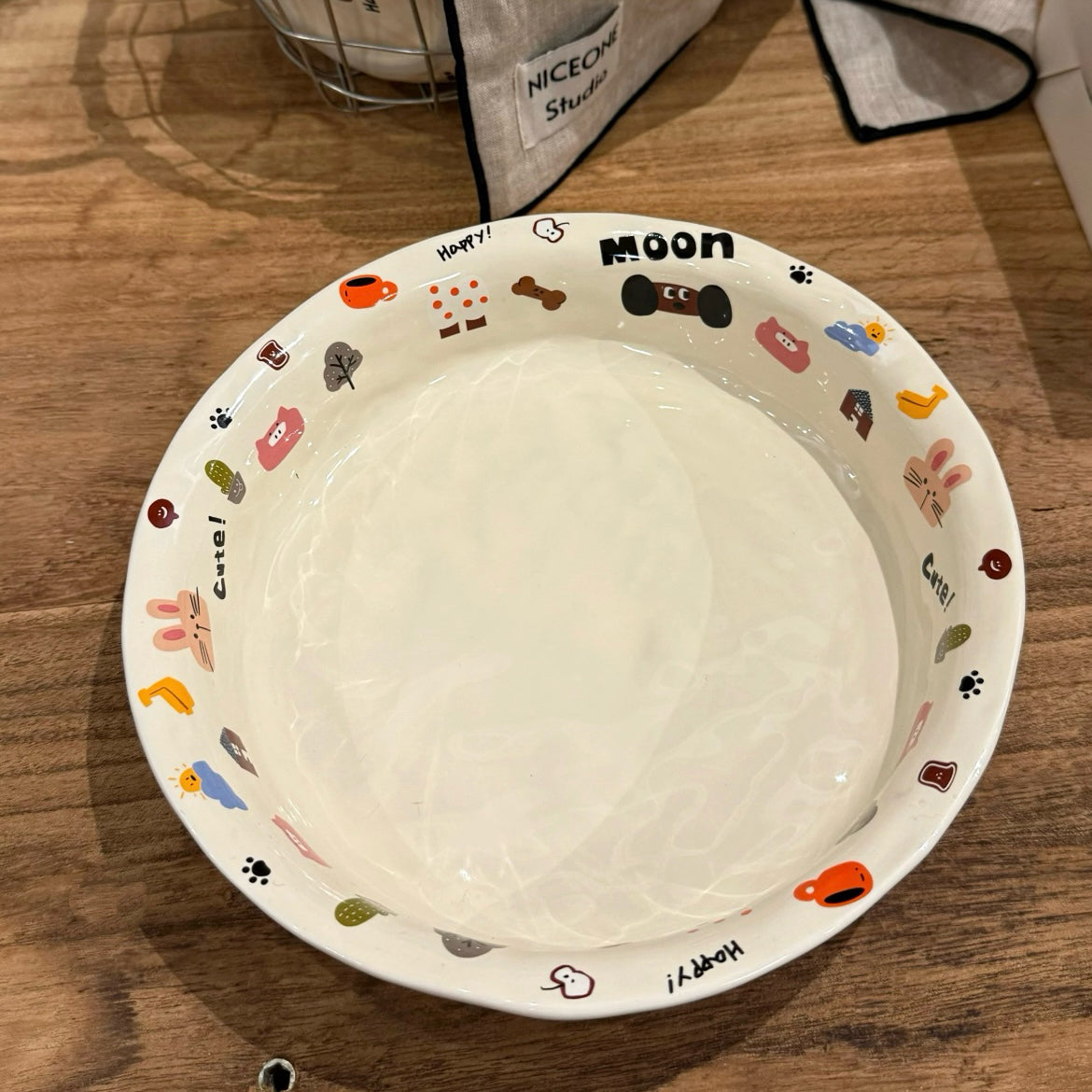 Moon Dog Series Ceramic Soup Plate, 8.5-Inch