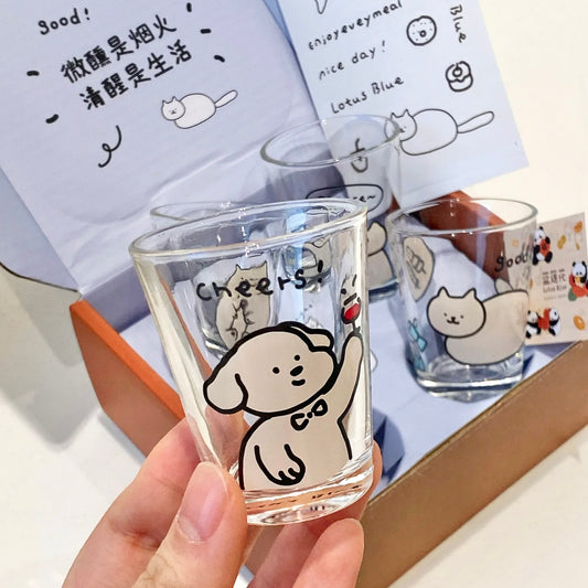 Cute Animal Soju Glass Gift Set - Set of 4, 50ML Capacity