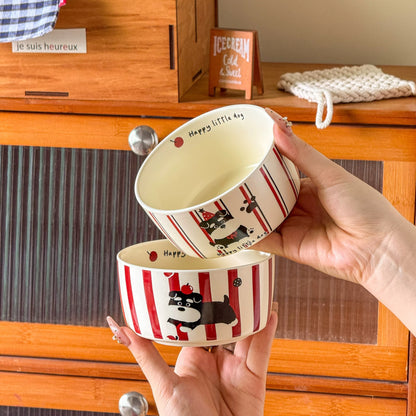 Cute Schnauzer Ceramic Bowl Gift Set - Set of 4, 350ML