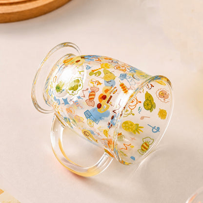 Doodle & Balloon Bunny Glass Mug with Handle – 460ML