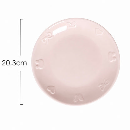 Embossed Bunny Kawaii Ceramic Dessert Plate, 8-Inch