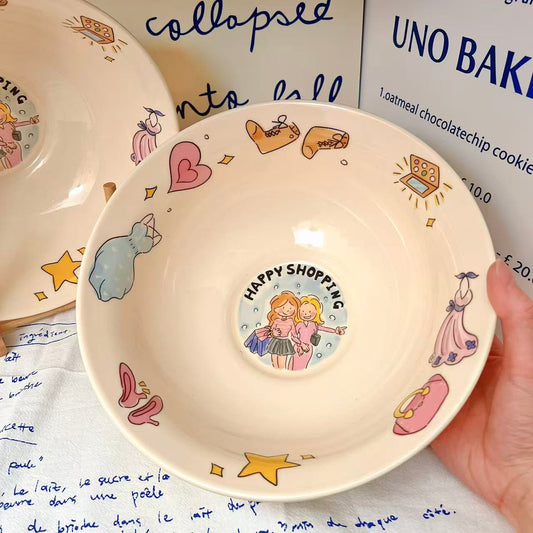 Happy Girl Extra-Large Ceramic Soup Bowl – 1900ML Capacity