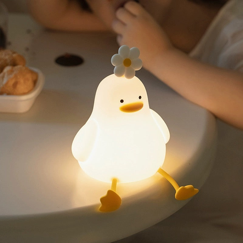 Flower Duck Tap-on Night Light | Soft Silicone, USB Charging | Perfect Birthday Gift