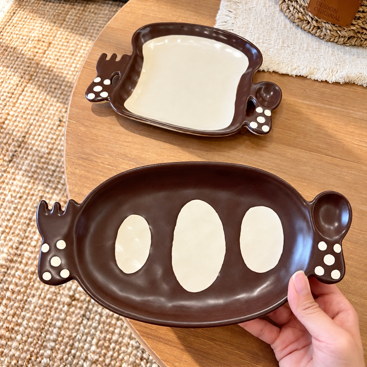 Vintage Baguette & Toast Ceramic Breakfast Plate