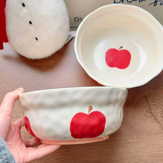 Red Apple Ceramic Large Soup Bowl - 1400ML