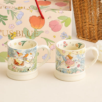Vintage Fairy Tale Rider Ceramic Mug Gift Set – Set of 2 | 340ML