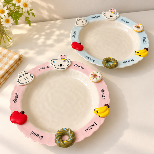 Hand-Painted Koala Ceramic Round Plate – 8.3-Inch
