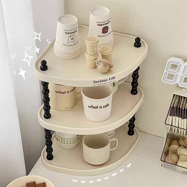 Creamy Corner Shelf Rack | Desktop & Bathroom Storage