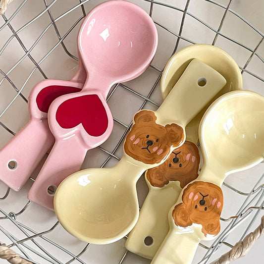 Heart and Teddy Bear Ceramic Spoon