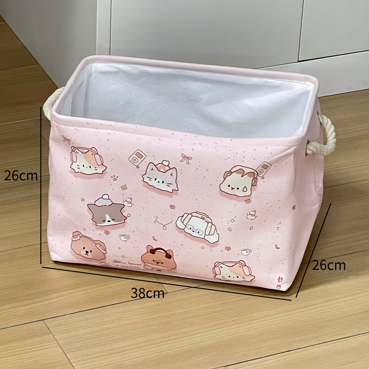 Adorable Cat Linen Storage Bag/Laundry Basket - Foldable, Water-Resistant, Durable for Clothes and Toys