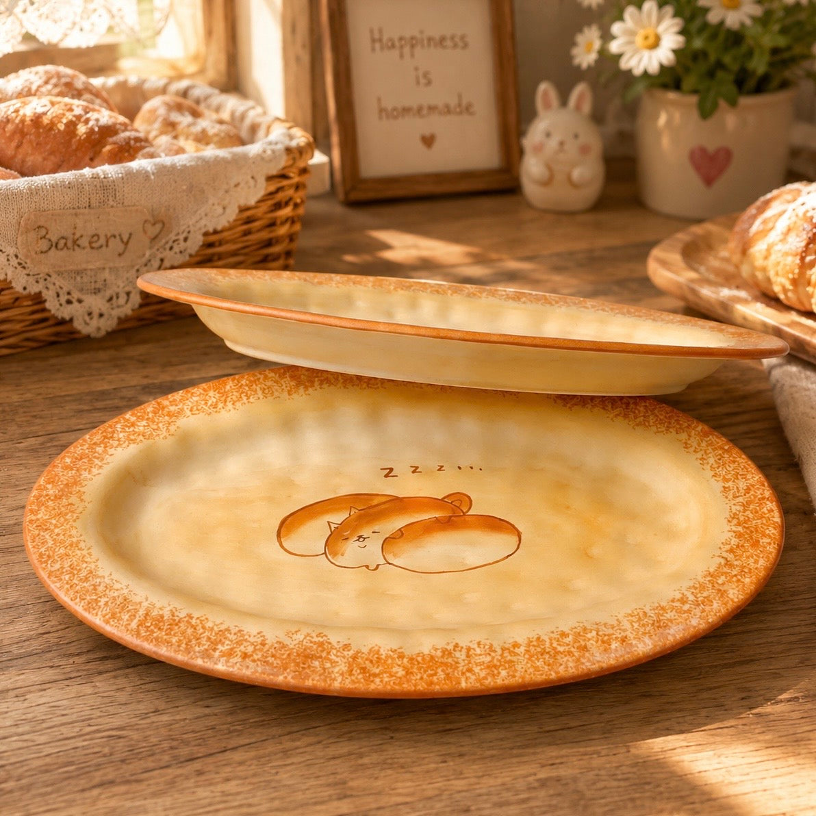 Bread Shiba Inu Ceramic Oval Platter, 12-Inch