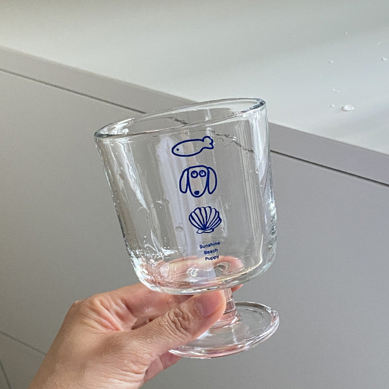Shell Puppy Footed Glass Cup – 300ML Capacity