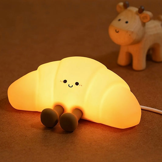 Cute Croissant Tap Night Light | Adjustable Brightness, USB Charging