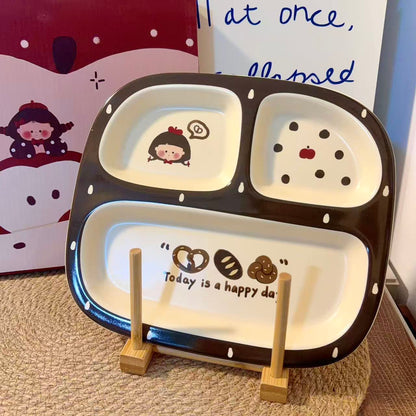 Bread Girl Ceramic Divided Breakfast Plate, 10-Inch