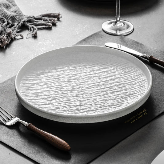 10-Inch Deep Ceramic Plate | Elegant Rock Pattern Design