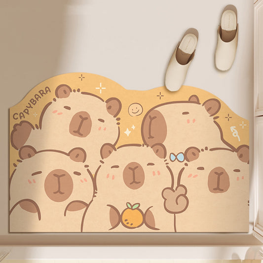 Orange Capybara Bathroom Absorbant Mat - Size 40x60cm / 50x80cm | Quick-Drying and Absorbent