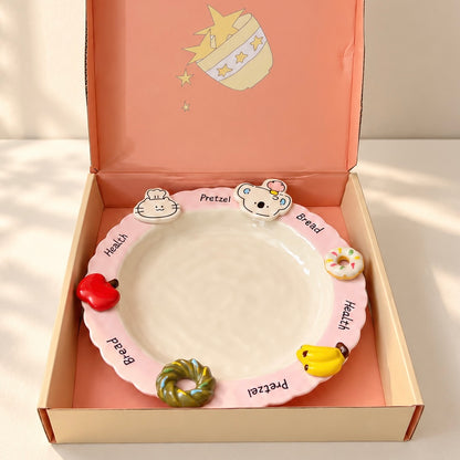 Hand-Painted Koala Ceramic Round Plate – 8.3-Inch