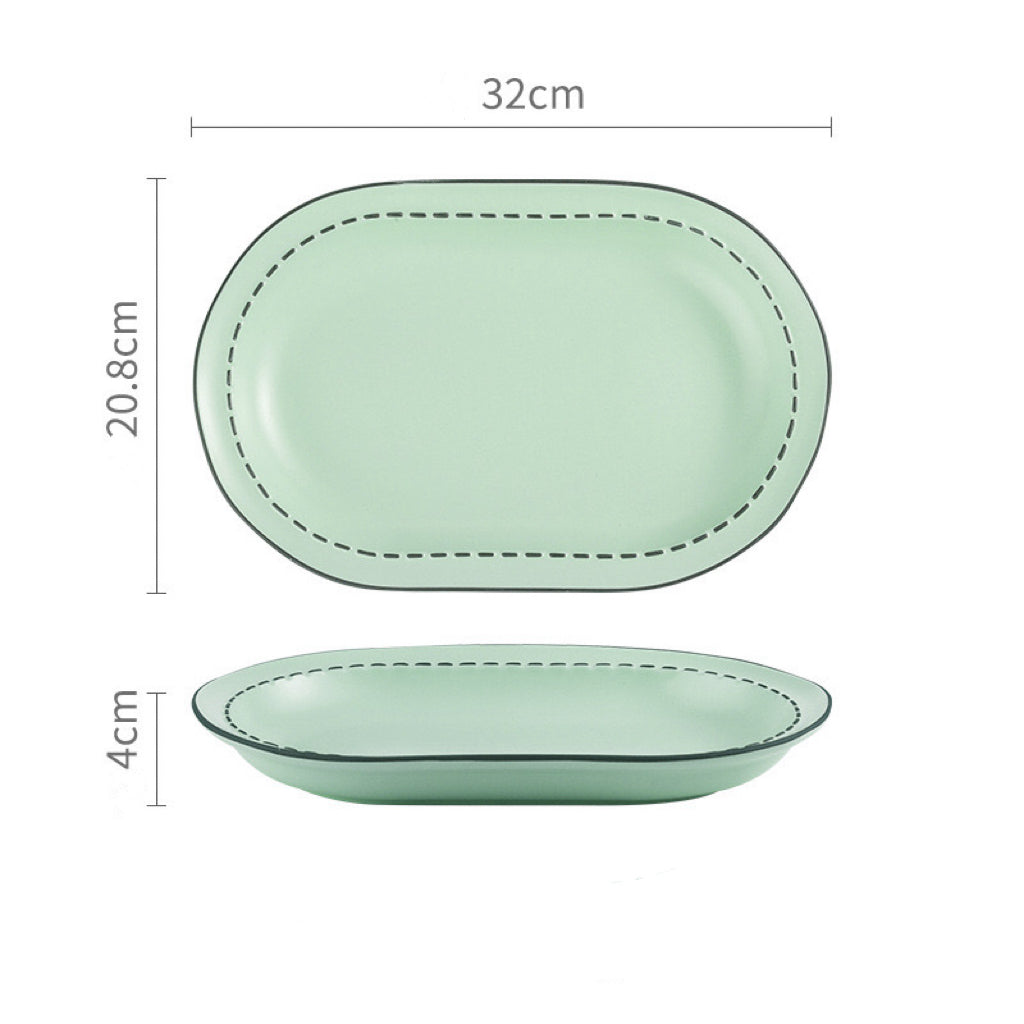 Comic Style Handcrafted Ceramic Dinnerware Set | Unique 2D Aesthetic, 4 Colors Available