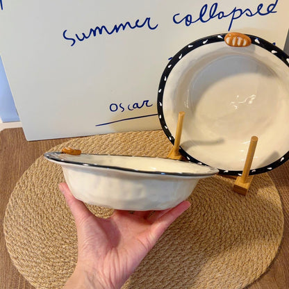 Sesame Bread Ceramic Deep Plate, 8-Inch