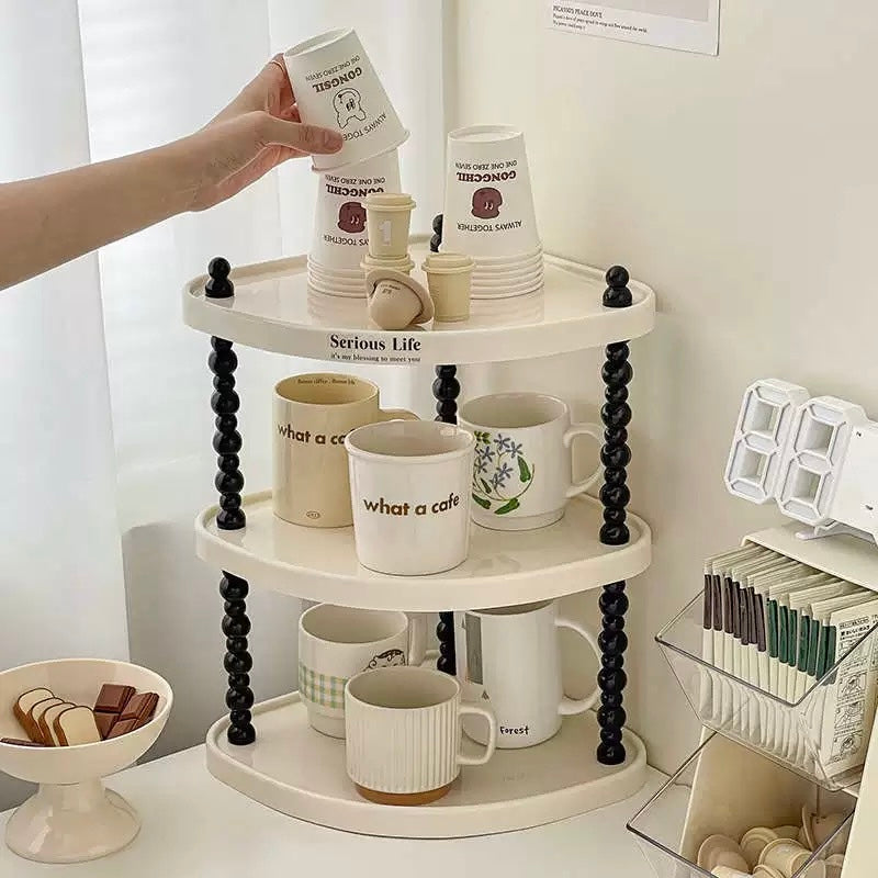 Creamy Corner Shelf Rack | Desktop & Bathroom Storage