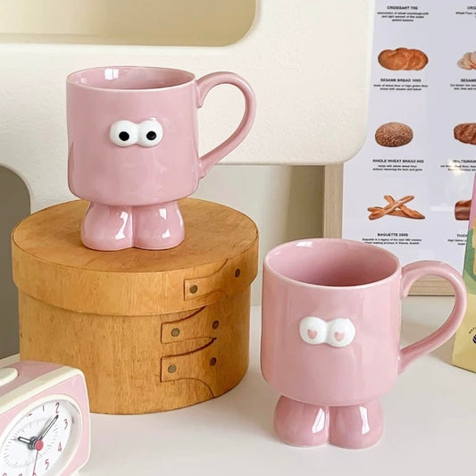 Pink Big-Eyed Monster Mug | Gift-Ready Packaging, 400ML Capacity