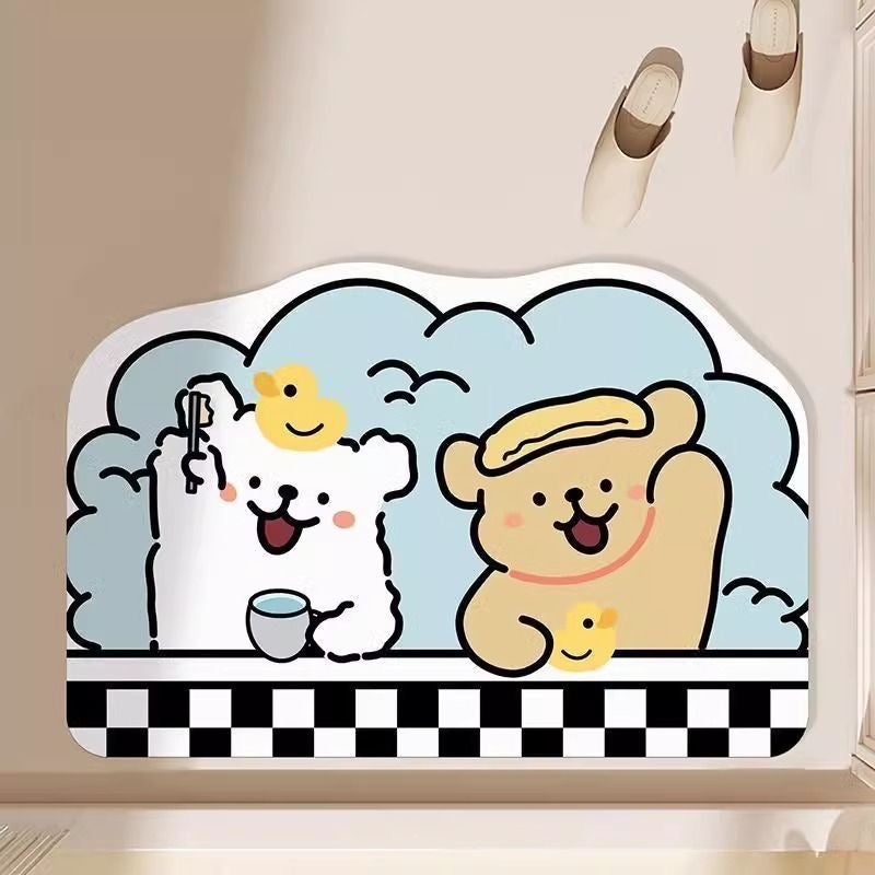 Puppy Brush Teeth Bathroom Absorbant Mat - Size 40x60cm | Quick-Drying and Absorbent