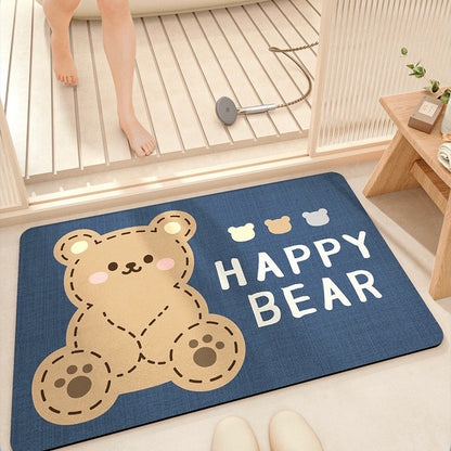 Happy Bear Bathroom Absorbent Mat - Size 40x60cm | Quick-Drying and Absorbent