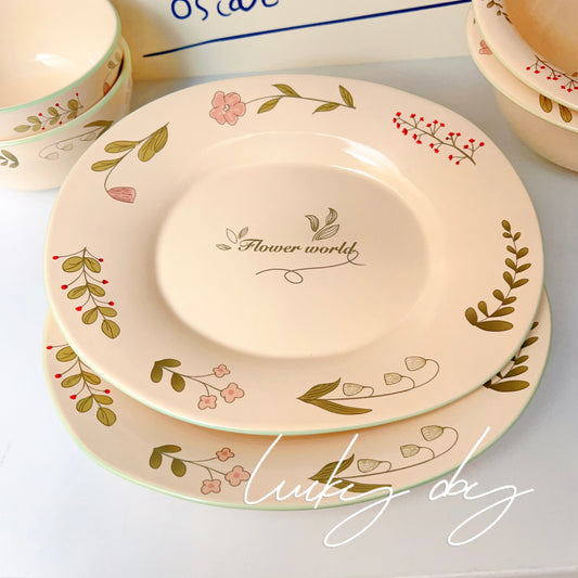 Spring Floral Ceramic Oval Plate, 9-Inch