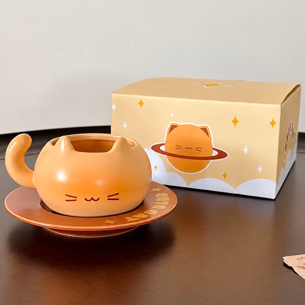Bread Kitten Ceramic Coffee Cup & Saucer – 220ML