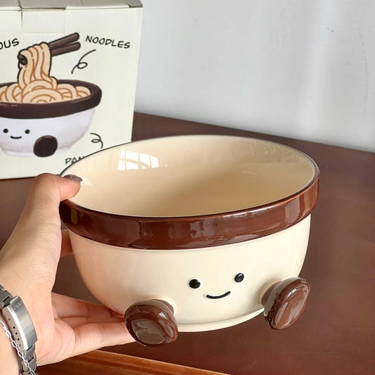 Cute Footed Ceramic Ramen Bowl – 1000ML Capacity